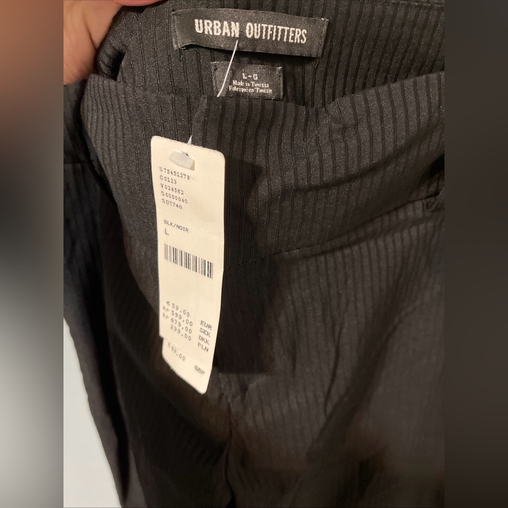 Urban Outfitters Black Pinstripe Bengaline Mid-rise Flare Pants Indie Retro NWT - Picture 5 of 13